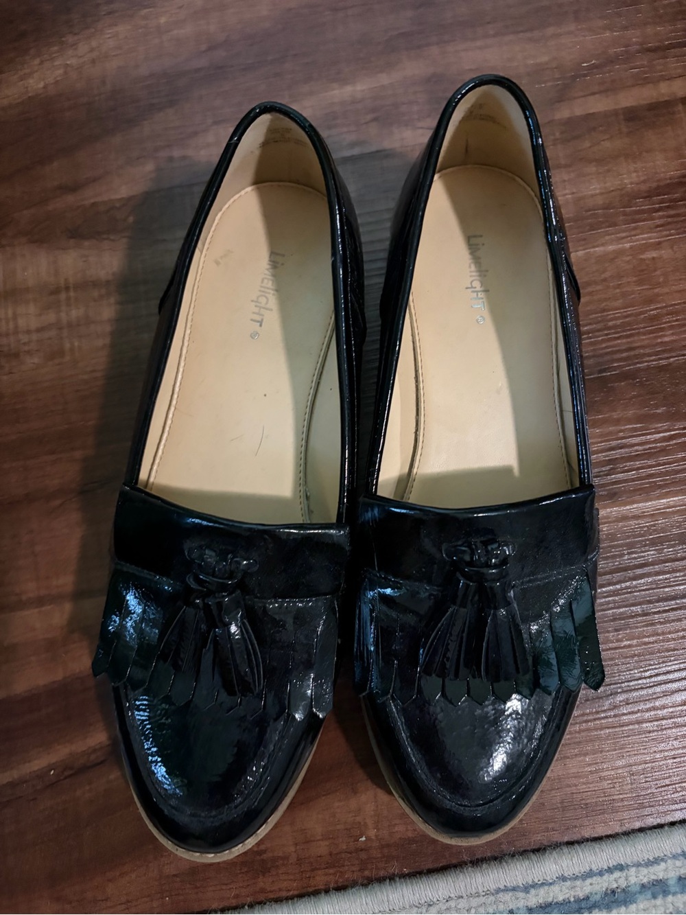 Limelight Black Patent Tassel Loafers for Women